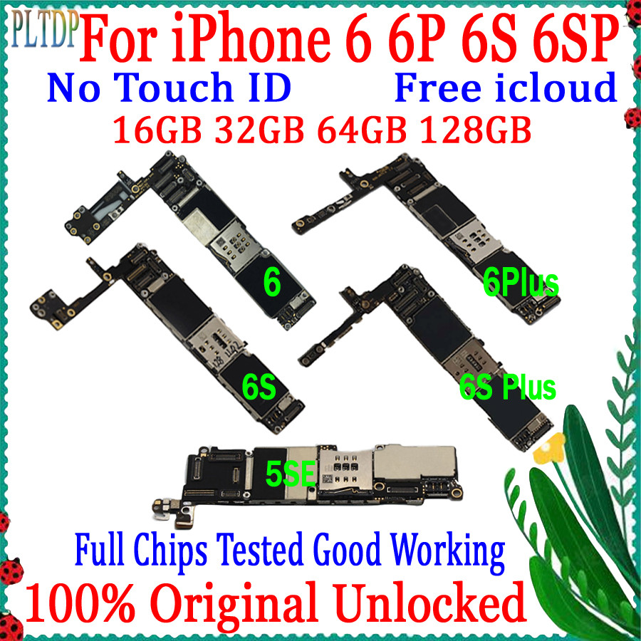 100% Original For iPhone 6 6S 6 Plus 6SP 5se 7 Plus 8 Plus Motherboard No Touch ID Full Unlocked Fre