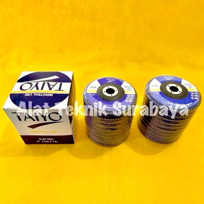 FLAP DISC TAIYO 40 60 80 100 120 150 180 240 BATU AMPLAS SUSUN BULAT GRIT GRID DISK