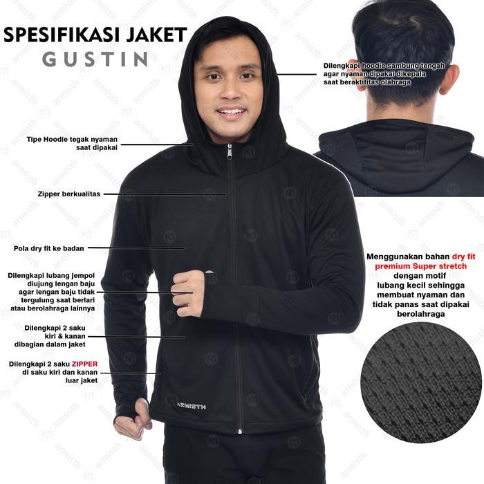 Rishal - Jaket Gustin Olahraga Pria Dryfit Premium Jacket Gym Dan Lari Sport Original