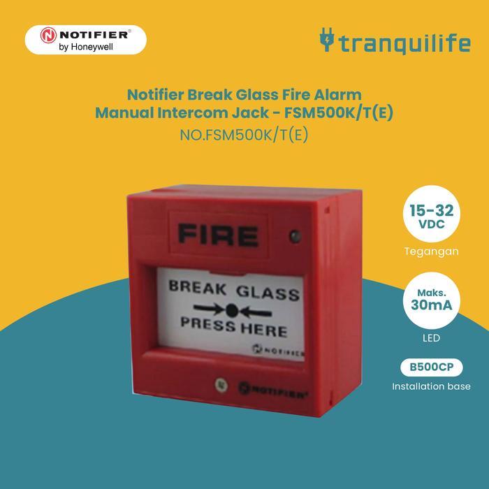 b8lv- Notifier Alarm Kebakaran Manual Break Glass Fire Intercom Jack - Fsm500K