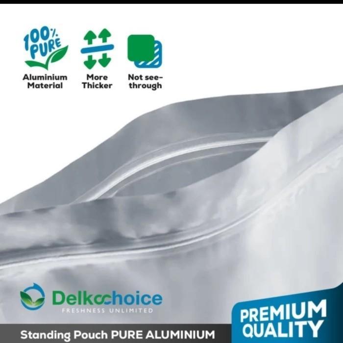 STANDING POUCH PURE ALUMUNIUM FOIL SILVER PREMIUM 12X20