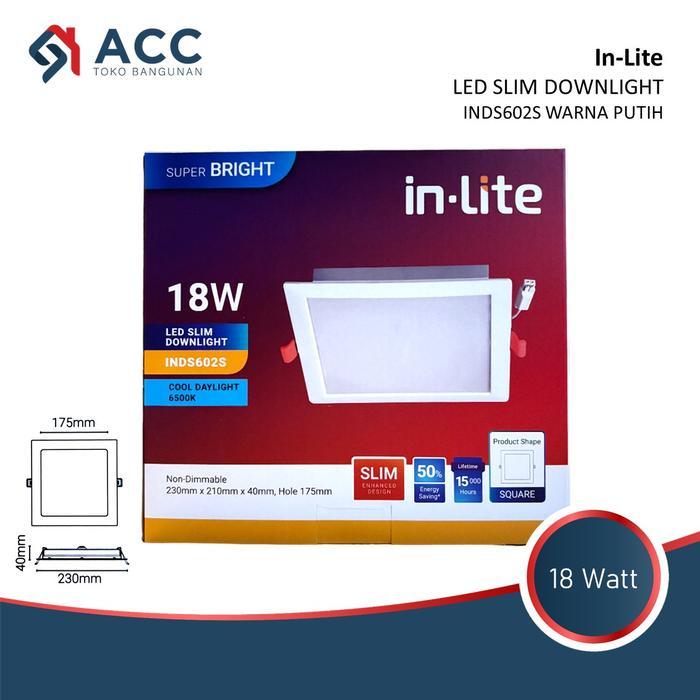 luxp- Inlite Led Panel Plafon Slim Downlight Kotak 18W 18 Watt Inds602S
