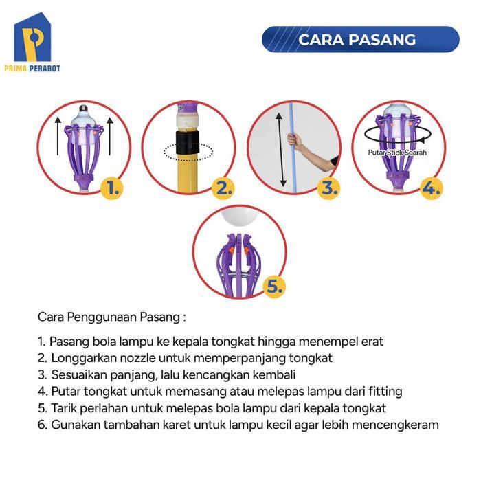 luxp- Stik Lampu 3 Meter Tongkat Pemasang Lampu Hokisun