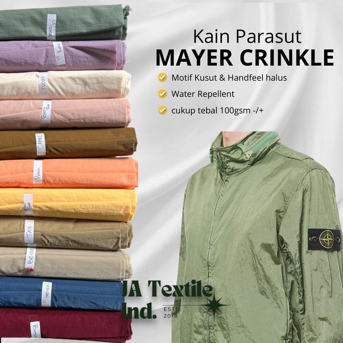 jq41- Kain Parasut Nylon Dusky Crinkle Kusut Water Repellent Motif Crinkle Handfeel Halus