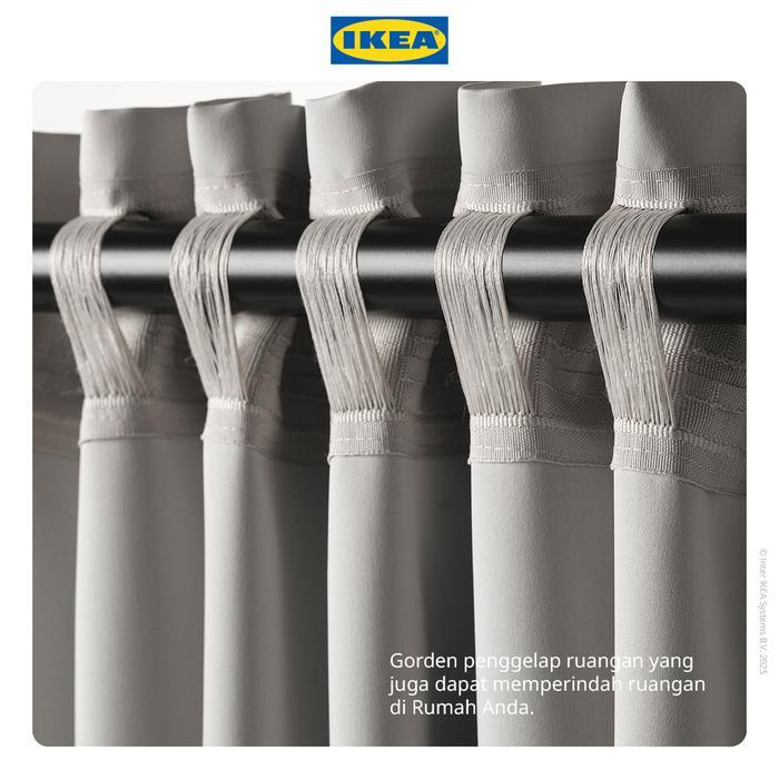 Ikea Majgull Gorden Anti Tembus Cahaya 1 Pasang Abu Muda 145X250 Cm Tirai Terlaris