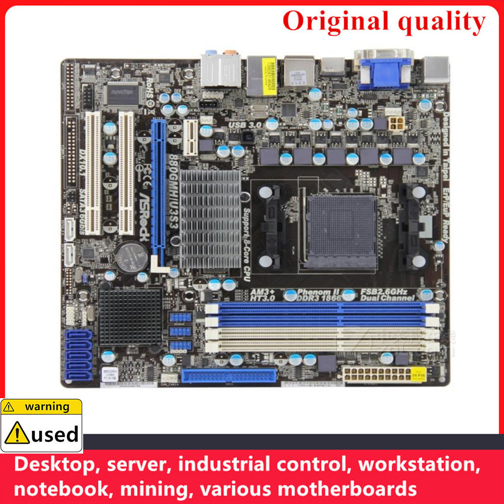 Used For ASRock 880GMH/U3S3 M-ATX Motherboards Socket AM3 DDR3 16GB For AMD 880G 880 Desktop Mainboa