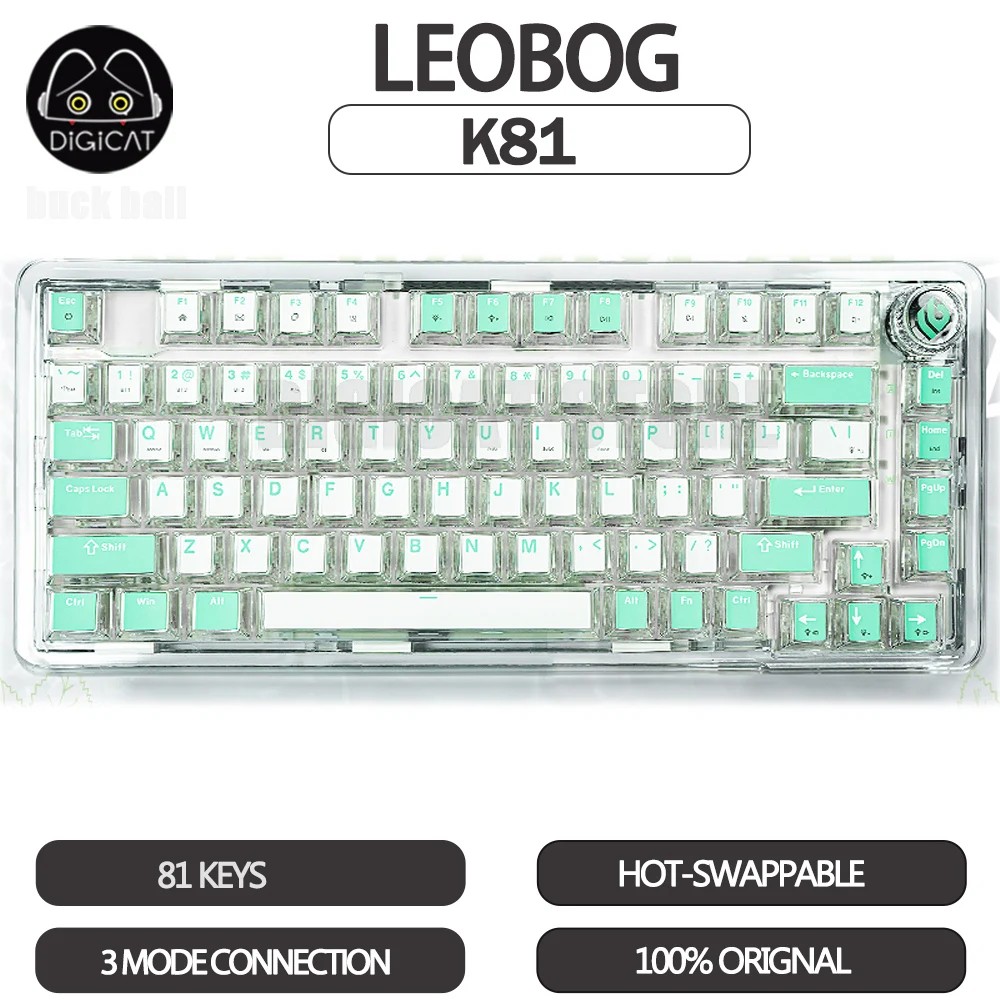 Leobog K81 Mechanical Keyboard 3 mode USB/2.4G/Bluetooth Wireless Keyboard Hot Swap PBT Keycaps Gask