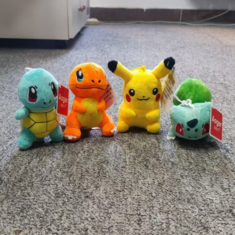 10cm Anime Pokemon Pikachu Pendant Charmander Bulbasaur Squirtle Plush Dolls Keychain Backpack