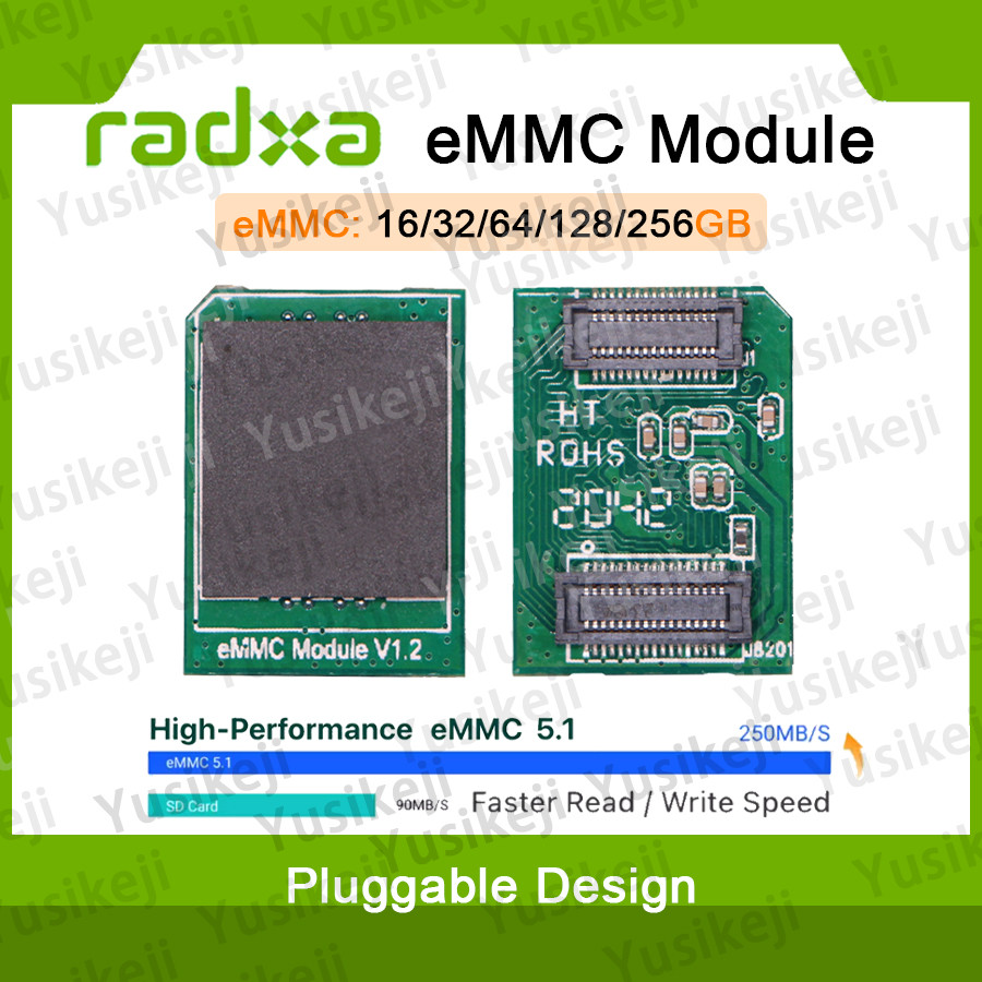 Original Radxa Emmc 16 / 32 / 64 / 128 / 256 Gb Module, Compatible With Radxa Sbcs, Pluggable, High