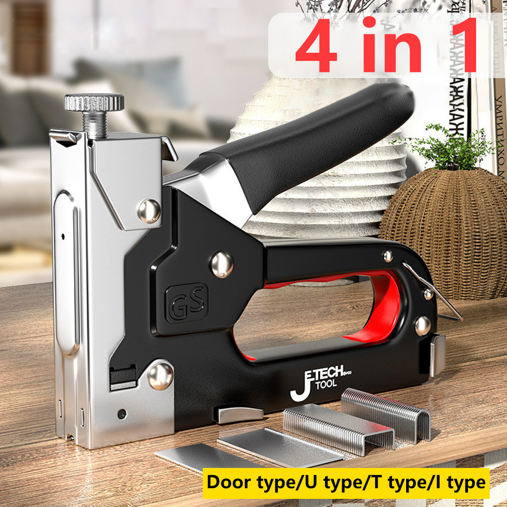 4 in 1 Stapler Tembak Staples Gun Cekrekan Gun Tacker Staples 800pcs Staples Tajam Sofa, Staples Jok