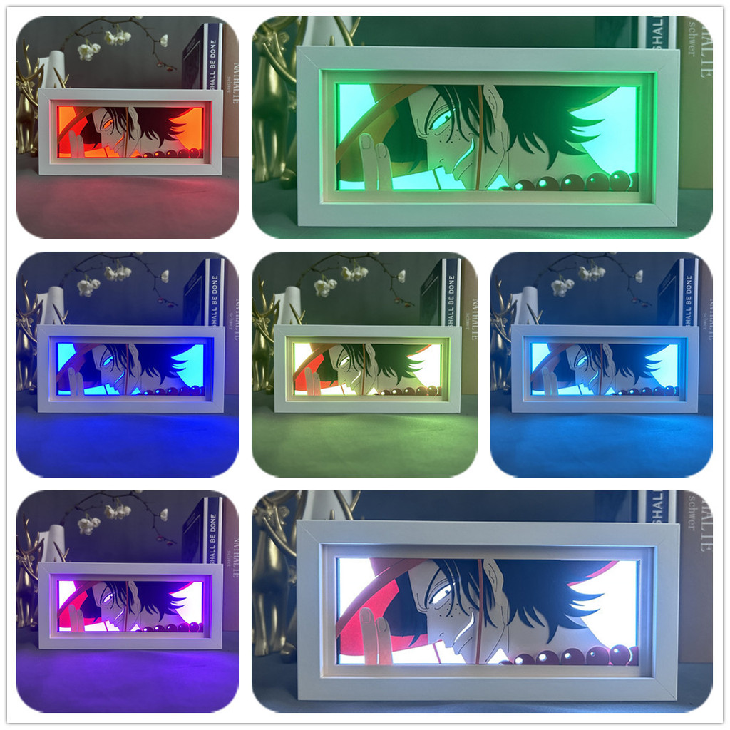 Anime Paper Cut Light Zoro Shadow Box Light Room Bedroom Night Light Remote Control Colorful