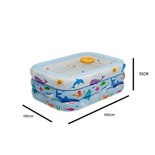 KOLAM RENANG ANAK 150CM KOLAM ANAK 2 RING KOLAM POMPA KOLAM PORTABLE KOLAM PERMAINAN AIR KOLAM MANDI