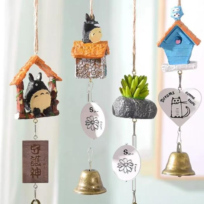 Lonceng Angin Lucu Karakter Kartun Doraemon Hiasan Taman Rumah Kreatif Material Resin Hadiah Lonceng
