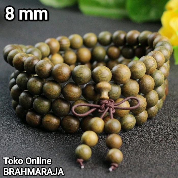 Japamala Tasbih Buddha 108 Butir Kayu Cendana Hijau