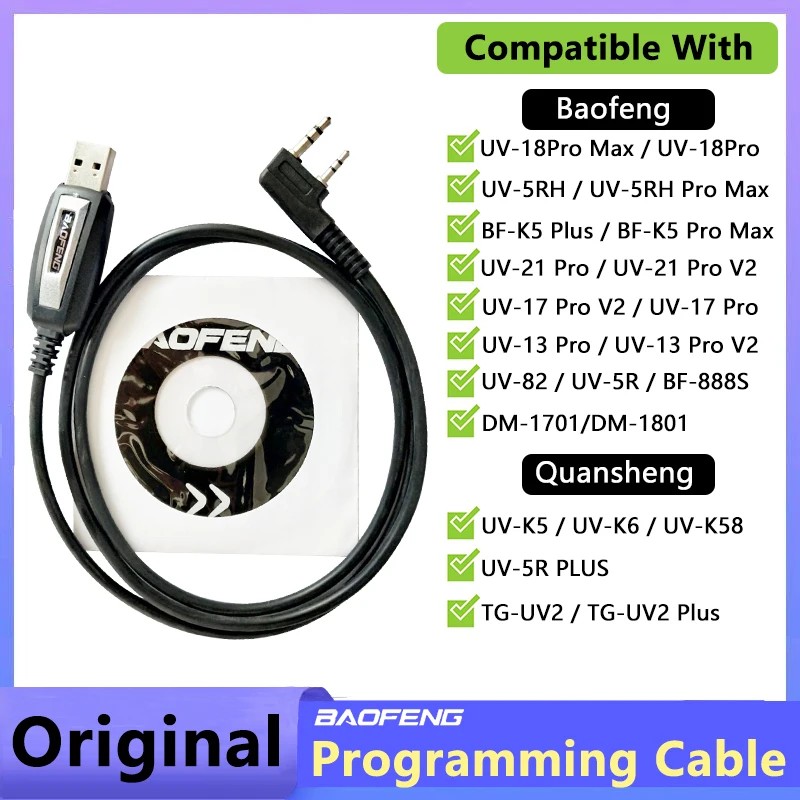 Usb Programming Cable For Baofeng Uv-18 Pro Max Uv-5Rh Pro Max Uv-17 Quansheng Uv K5 Uv K6 Uv 5R