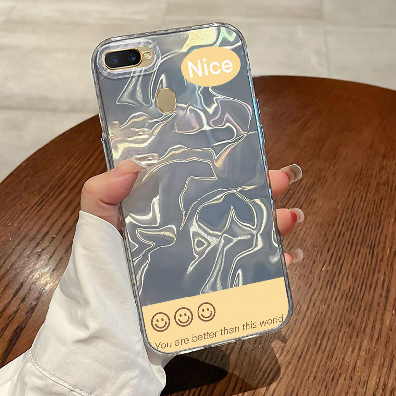 Casing Hp OPPO A7 OPPO A5s OPPO A12 OPPO A12S A11k Case Casing Pola tas wajah tersenyum HP Kasing Ka