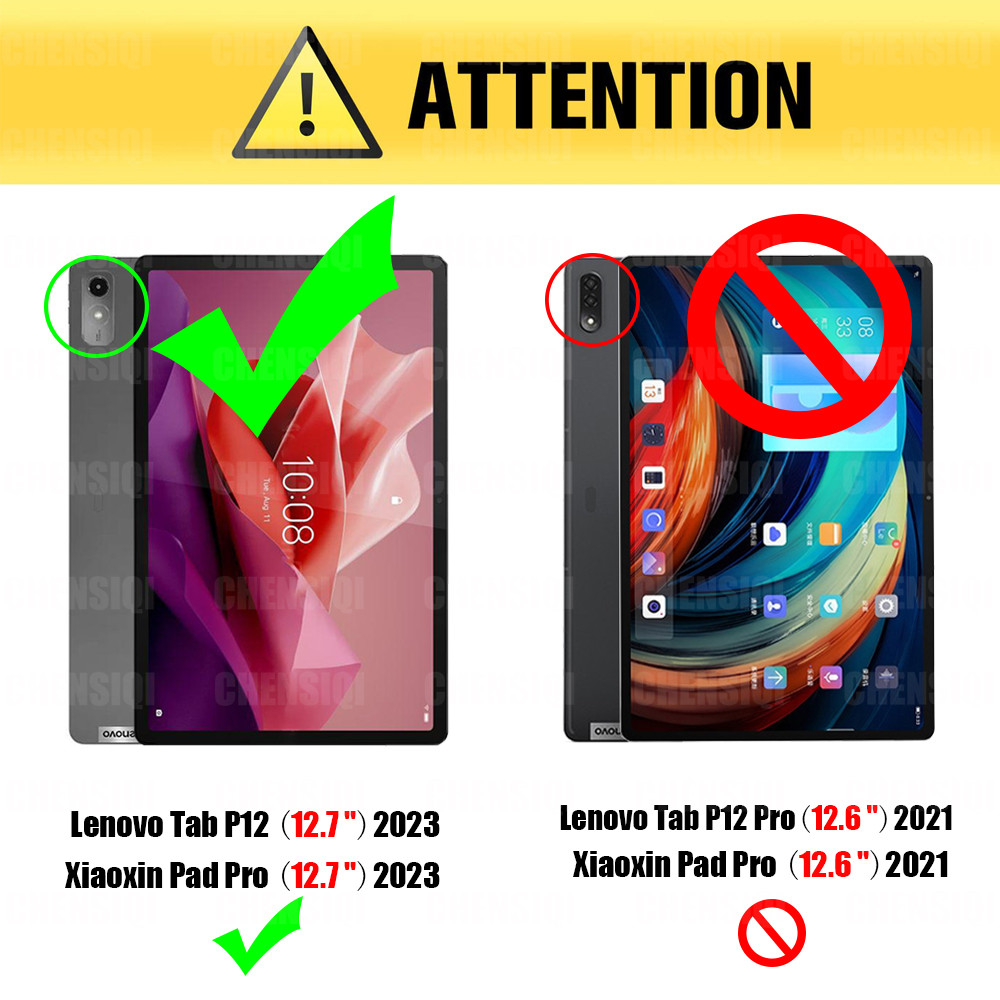 Smart Case for Lenovo Tab P12 12.7" 2023 Lightweight Trifold Cover with Stand Auto Wake PU Leather f