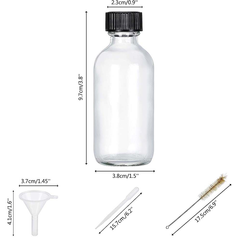 2oz Small Clear Glass Bottles with Lids for Liquids, Tiny Short Jars with Caps Mini Glass Juice Bott