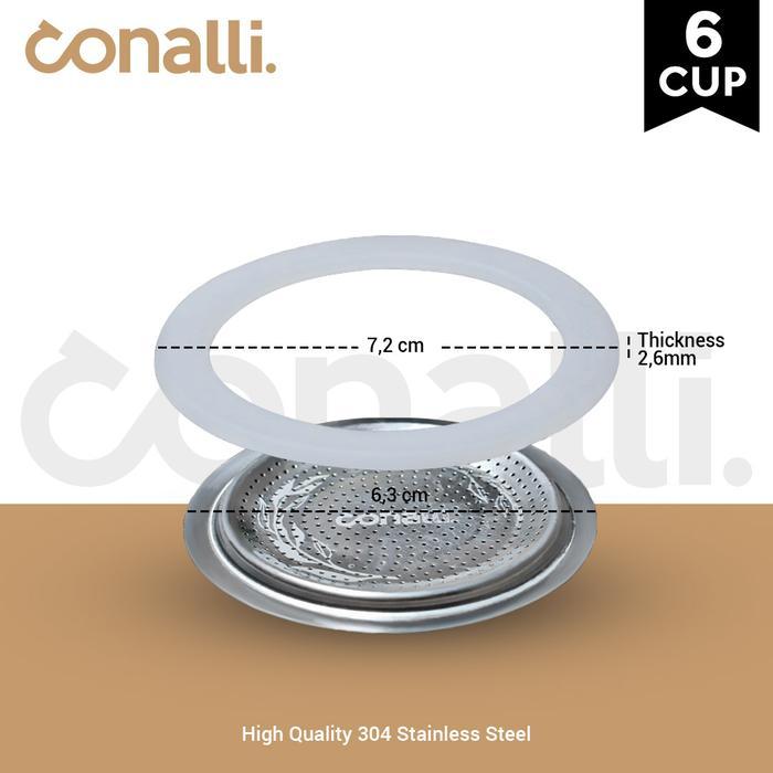 fiek- Conalli Gasket Mokapot 6 Cup Filter Gasket Spare Part Seal Moka Pot