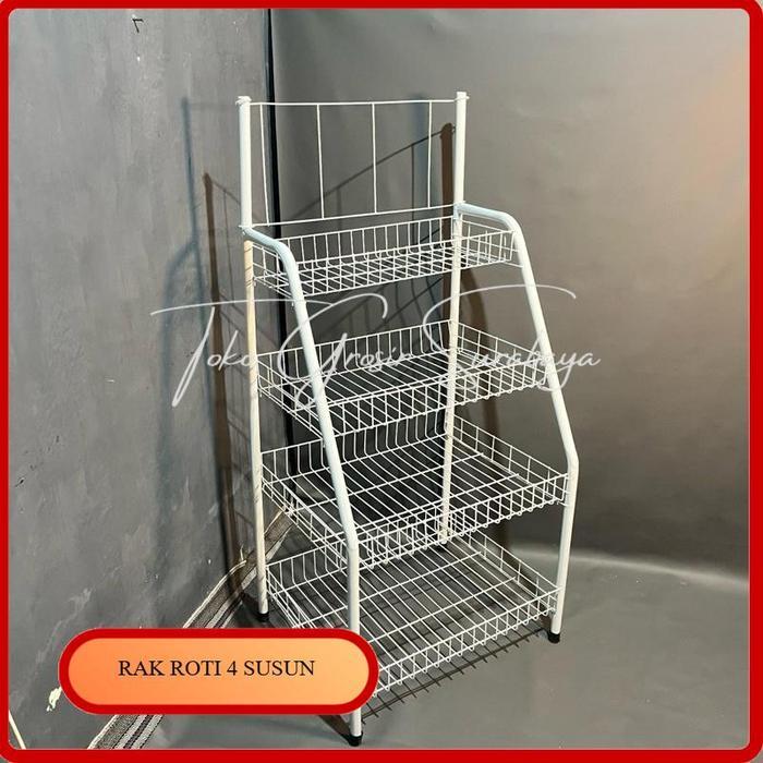 Rak Roti Serbaguna Susun 4 / Rak Besi Anti Karat / Rak Keranjang Toko / Rak Display / Rak Chiki