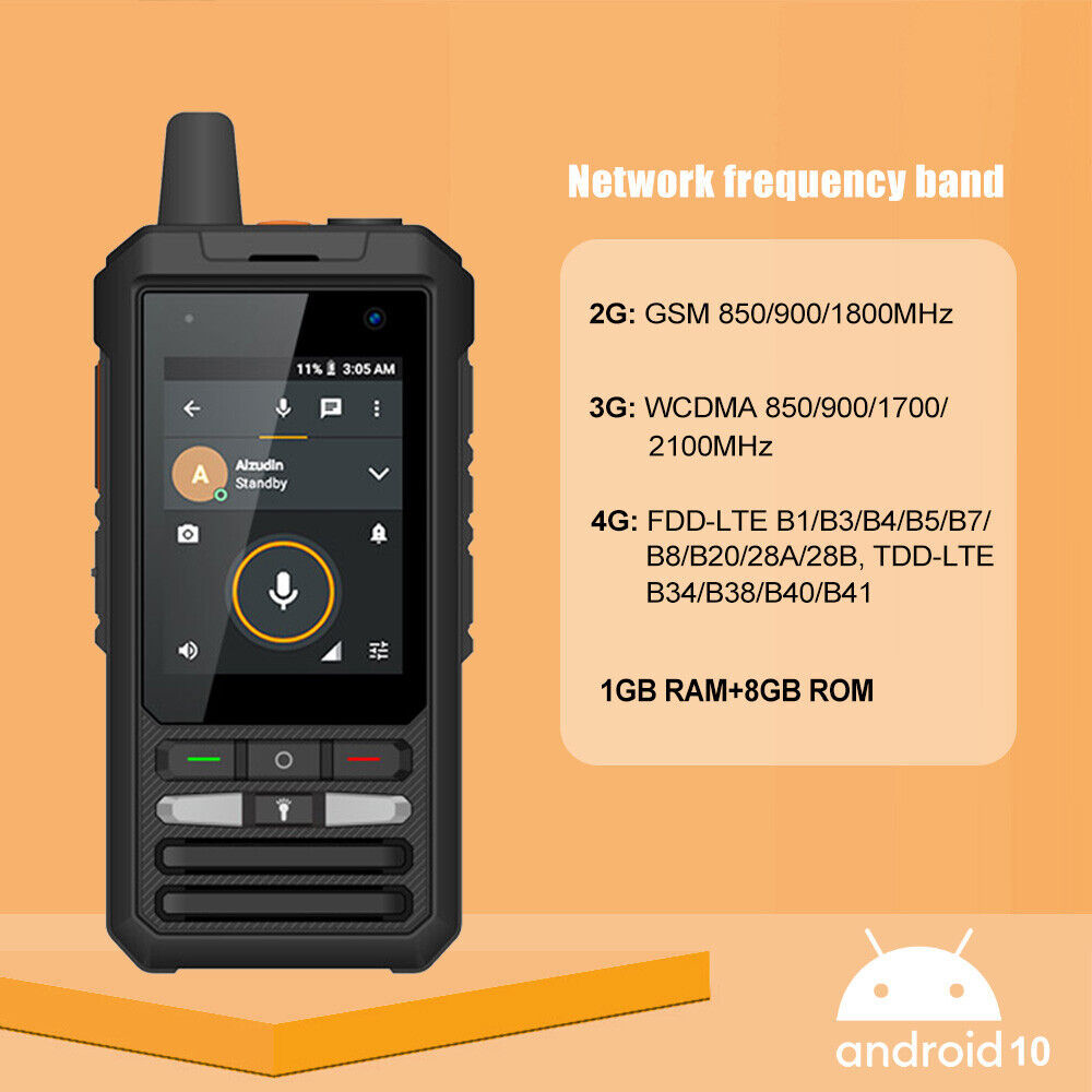 Anysecu W8pro 4G Network Radio Zello Android 10 WIFI Mobile Phone Realptt Zello  2.4 inch  5300 mAh 