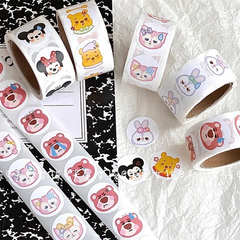 Cute Cartoon Stellalou Strawberry Bear Roll Sticker Mickey Hand Book Material Sticker Decoration Sea