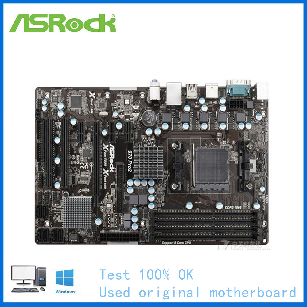 For ASRock 970 Pro2 Desktop Motherboard 970 Socket AM3+ DDR3 For FX/Phenom II/Athlon II ATX 32GB Ori