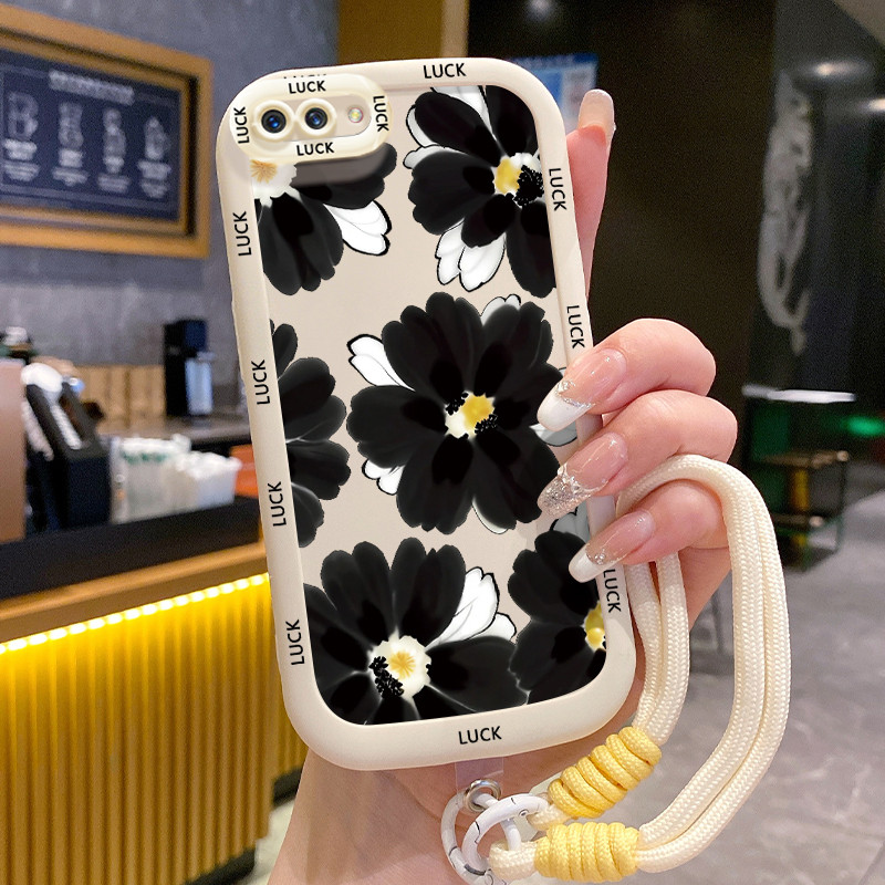 Casing Hp untuk OPPO A5 A3s A12E Realme C1 Case Casing HP Softcase silikon Kasing lanyard pribadi pe