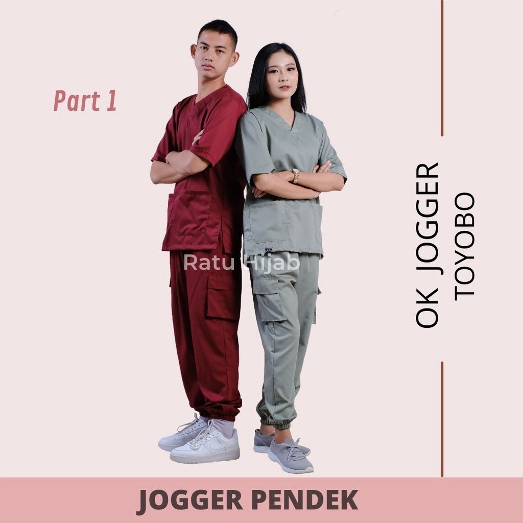 Baju Ok Oka JOGGER Cargo Toyobo Jaga Dokter Scrub Medis Perawat Lengan Pendek