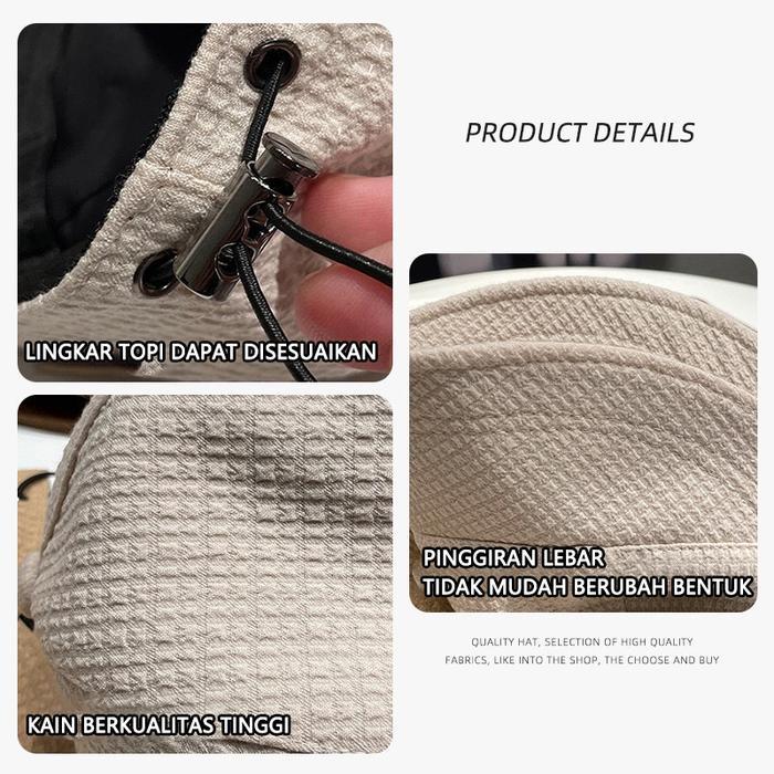 Topi Wanita Korea Berhijab Perlindungan Matahari Bucket Hat Pantai UV Topi Lebar Visor Lipat Hat