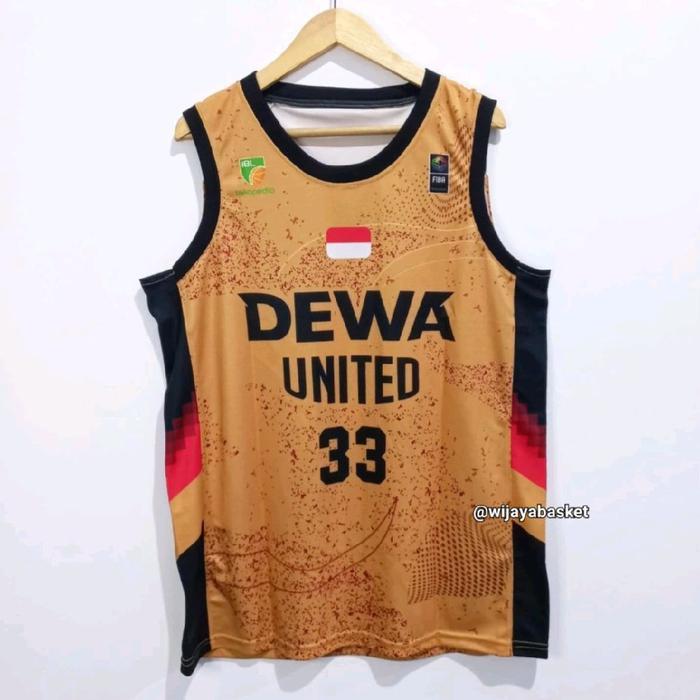 JERSEY BASKET IBL REPRO DEWA UNITED #33 ARKI WISNU - GOLD