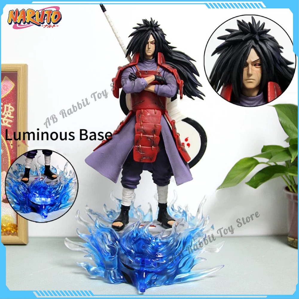 Naruto Uchiha Madara Anime Figures Door God Ban Figurine With Luminous Base Statue 42cm GK Models