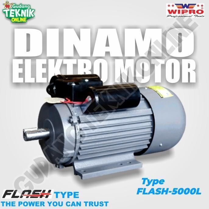 Dinamo Motor Penggerak 5Hp 4P 1Phase 1430Rpm WIPRO Type FLASH 5000L - Dinamo Elektro Motor WIPRO 5Hp