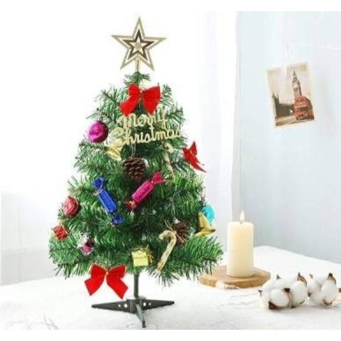Pohon Natal Ukuran 60 Cm Lengkap Aksesoris / Pohon Natal Polos Hiasan Lampu