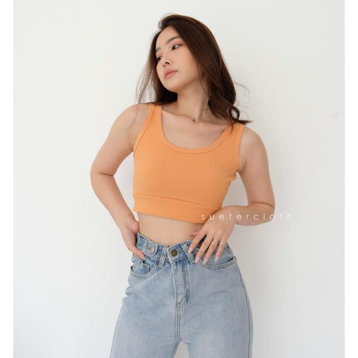 Suetercloth - Monic Tank Top Square Tank Sport Bra Fashion Tank Rib Knit Tank Top