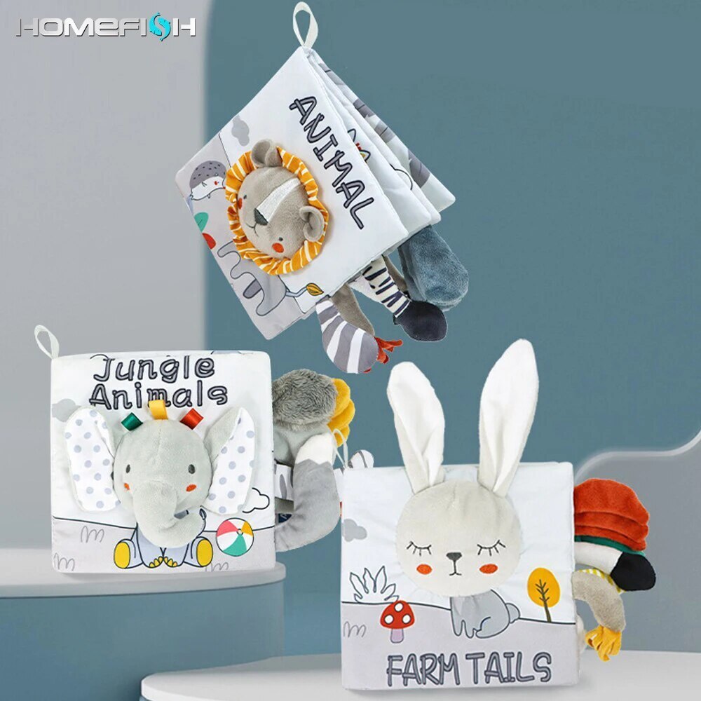 Soft Baby Books 3D Touch Feel High Contrast Cloth Book Montessori Sensory Early Learning Stroller
