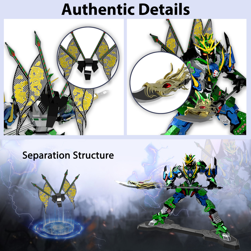 Microworld 3D Metal Puzzle Games Romance of The Three Kingdoms Guan Yu Models Kits DIY Jigsaw Toys C