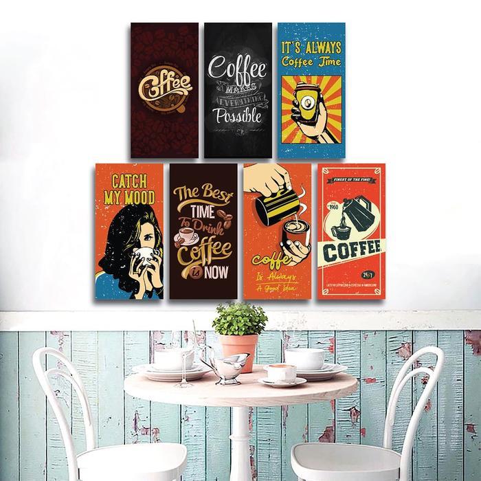 HIASAN DINDING PAJANGAN POSTER KAYU QUOTES TEMA - COFFEE TIME VINTAGE