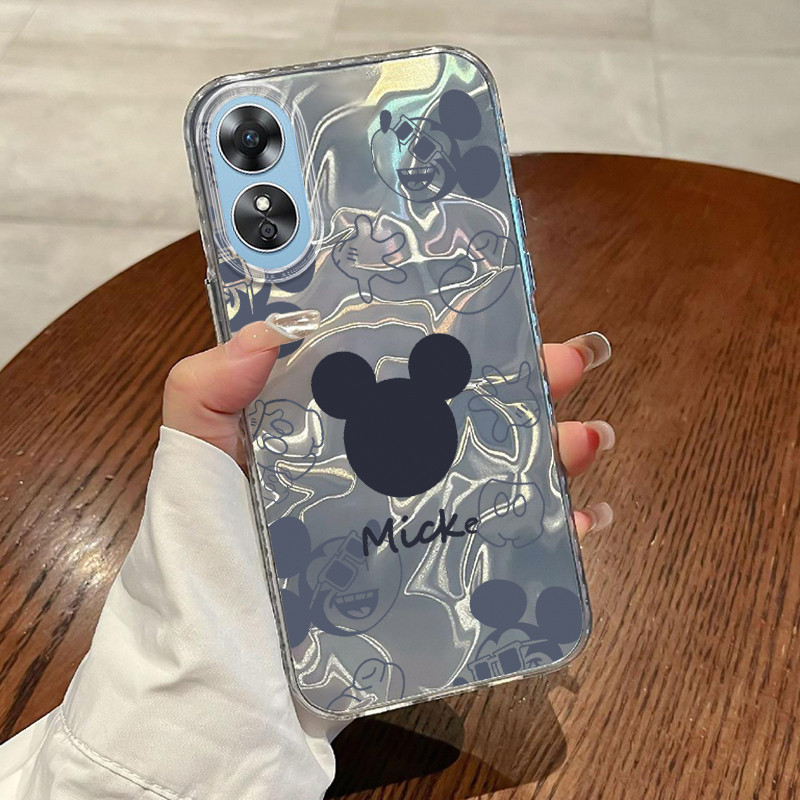 Casing Hp OPPO A17 OPPO A17K Case Casing Pola Kepala Tikus HP Kasing Kasus ponsel transparan mewah S