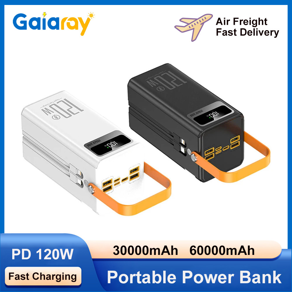 30000Mah 60000Mah Portable Power Bank 120W Fast Charging Power Station Emergency Power Bank Led