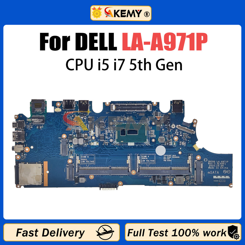 AKEMY LA-A971P Notebook Mainboard For DELL Latitude E7250 Laptop Motherboard With i5-5300U i7-5600U 