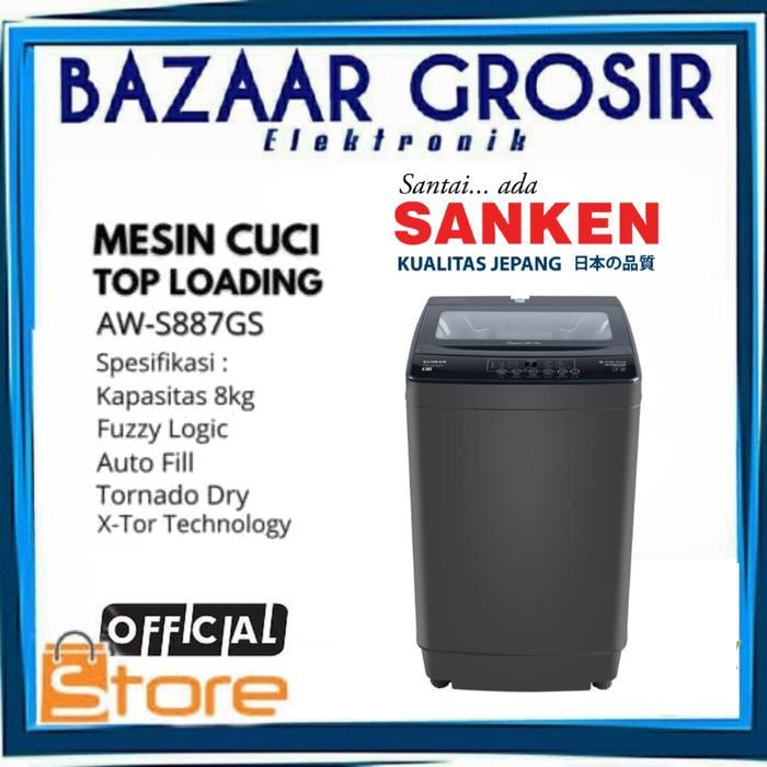 MESIN CUCI SANKEN 1 TABUNG AWS 887 GS / AWS887GS KAPASITAS 8KG
