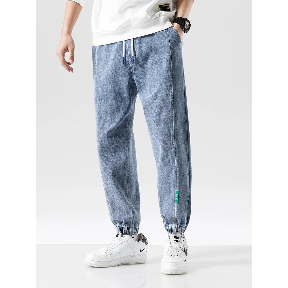 Spring Summer Black Blue Baggy Jeans Men Streetwear Denim Joggers Casual Cotton Harem Pants Jean