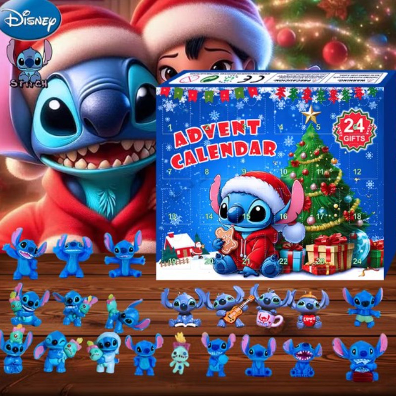 Stitch Advent Calendar Box Lilo Stitch Blind Box 24 Day Model Anime Figure Countdown Calendar