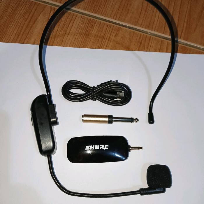 Tntgmusic- Wireless Mic Mikrofon Presentasi Imam Masjid Musholla Headset Shure Uhf (Nirkabel) Helm