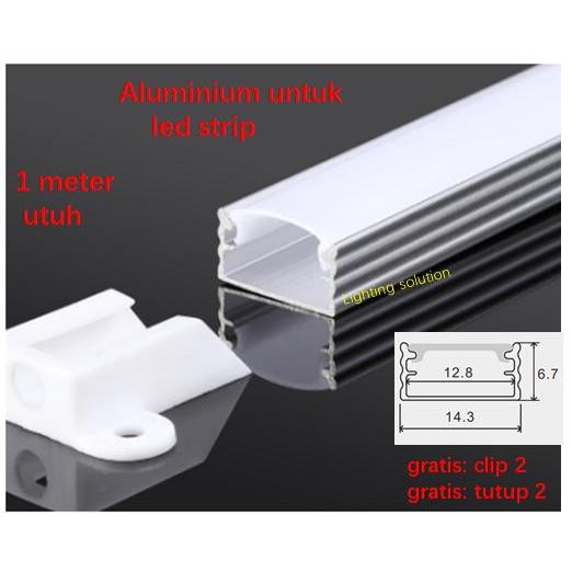 New u channel aluminium for led strip 1000*14.4*8.7mm/hrg grosir