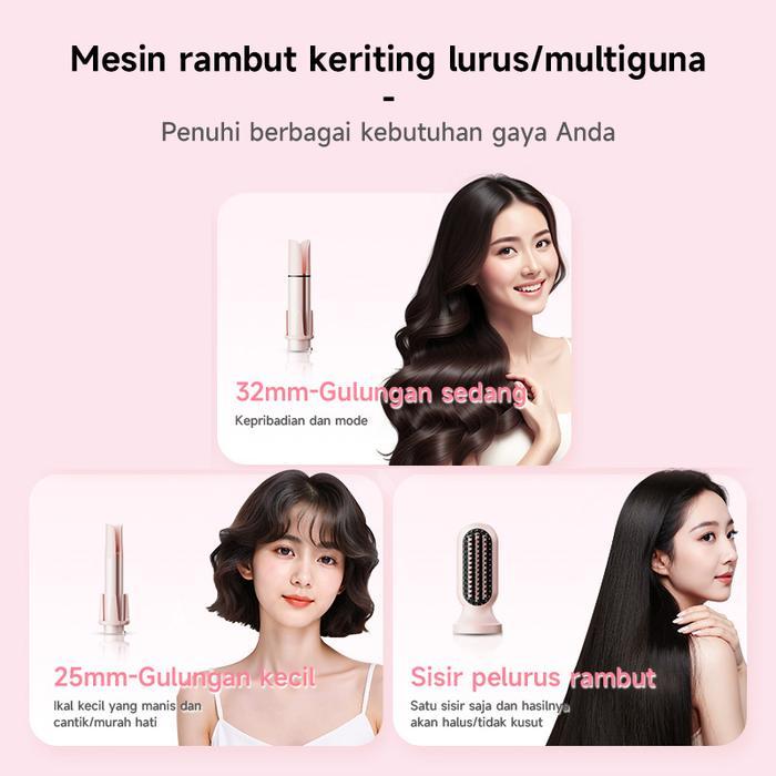 smq4- Maimeite 3 In 1 Ceramic Catokan Curly Otomatis Hair Styler Multifungsi Hair