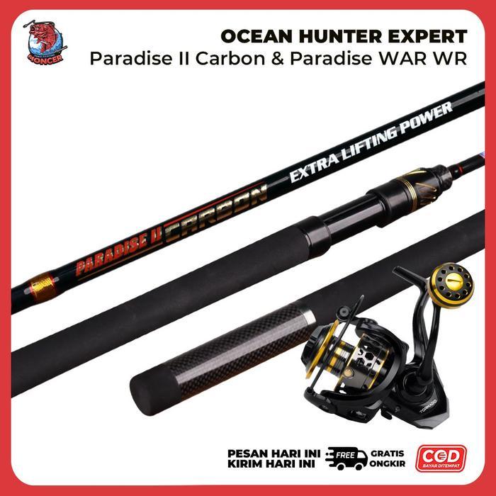 BERKUALITAS SET OCEAN HUNTER EXPERT JORAN REEL LAUT TERKUAT Paradise II Carbon + Reel WR 6000 Drag