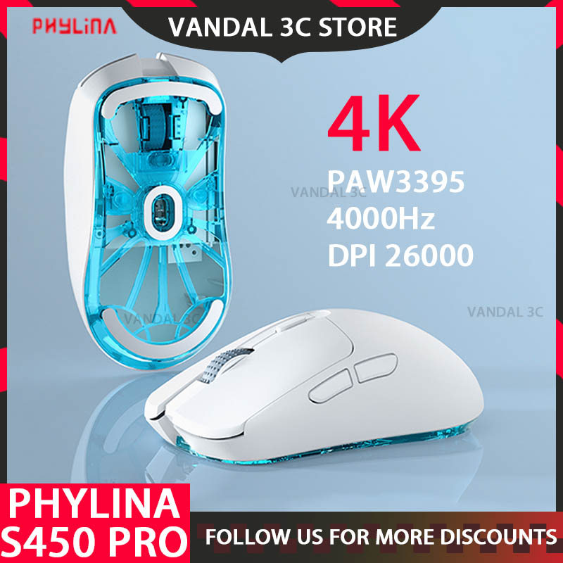 Phylina S450 Wireless Gaming Mouse Paw3395 26000dpi Ultra Lightweight 56g Programmable 2.4g Usb-c Wi