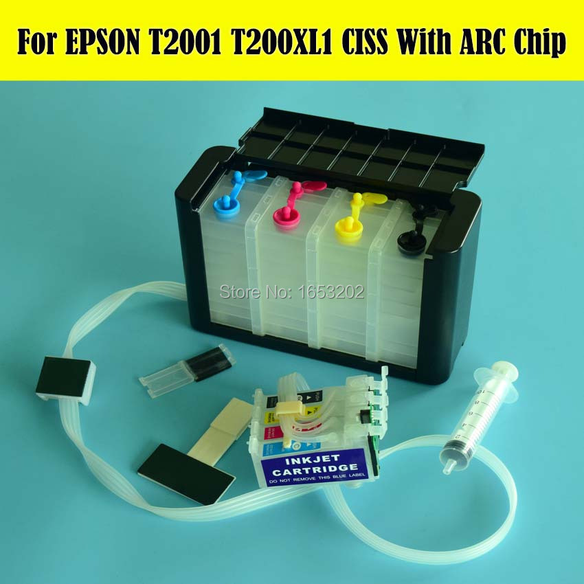 4 Color/Set T200XL1-T200XL4 CISS System For epson WF-2540 WF-2530 WF-2520 XP-400 XP-300 XP-200